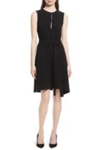 Women's Theory Desza Belted Admiral Crepe Fit & Flare Dress - Black