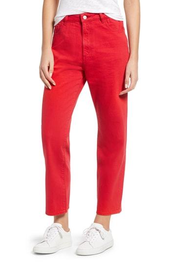 Women's Dl1961 Jerry High Waist Straight Leg Jeans - Red