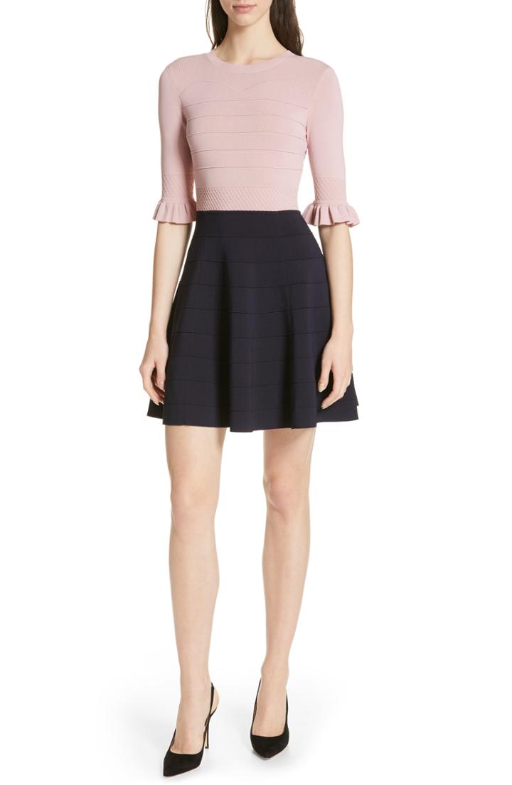 Women's Ted Baker London Dyana Frilled Knit Minidress - Pink