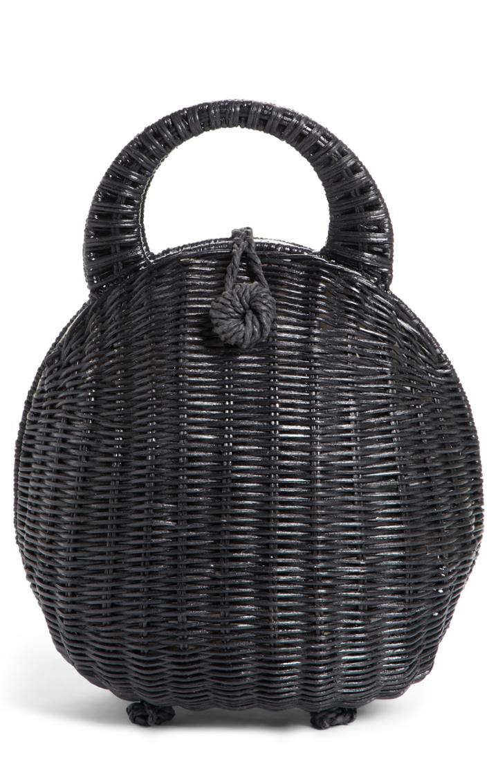 Cult Gaia Millie Rattan Clutch - Black