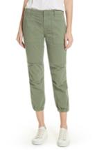 Women's Nili Lotan Stretch Cotton Twill Crop Military Pants - Green