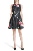 Women's Ted Baker London Sarahe Floral Fit & Flare Dress - Black