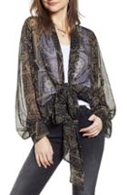 Women's Free People Golden Hour Bandana Print Tie Front Wrap, Size - Black