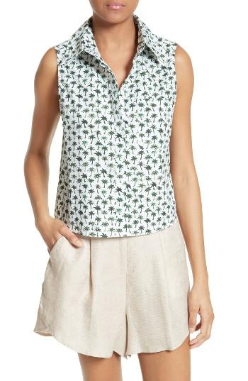 Women's Milly Bambino Palm Print Tie Back Top