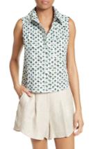 Women's Milly Bambino Palm Print Tie Back Top