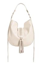 Phase 3 Lace-up Tassel Faux Leather Hobo - White
