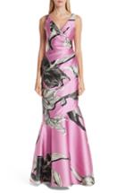 Women's Verdin Floral Print Ruched Evening Dress - Pink