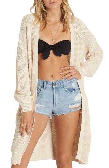 Women's Billabong Ribbed Up Knit Cardigan - White