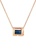 Women's Conges Protection & Awareness Lapis Lazuli Initial Barrel Pendant Necklace