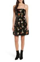 Women's Alice + Olivia Launa Embroidered Velvet Dress - Black