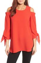 Petite Women's Gibson Cold Shoulder Top, Size P - Red