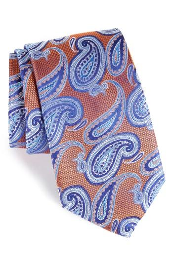 Men's Nordstrom Men's Shop Brett Paisley Silk Tie, Size X-long - Orange