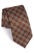 Men's David Donahue Medallion Silk Tie, Size - Brown