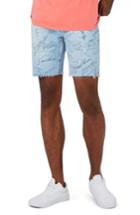Men's Topman Scribble Cutoff Denim Shorts - Blue