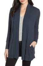 Petite Women's Gibson Cozy Ribbed Cardigan, Size P - Blue