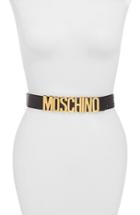 Women's Moschino Logo Plaque Quilted Leather Belt