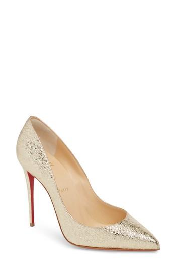 Women's Christian Louboutin Pigalle Follies Pointy Toe Pump Us / 34eu - Metallic