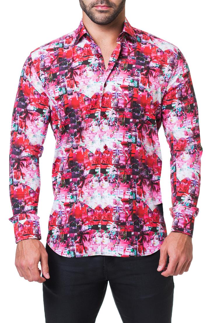 Men's Maceoo Fibonacci Lifetime Print Sport Shirt - Red