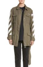 Women's Off-white Diagonal Stripe Field Jacket Us / 38 It - Green