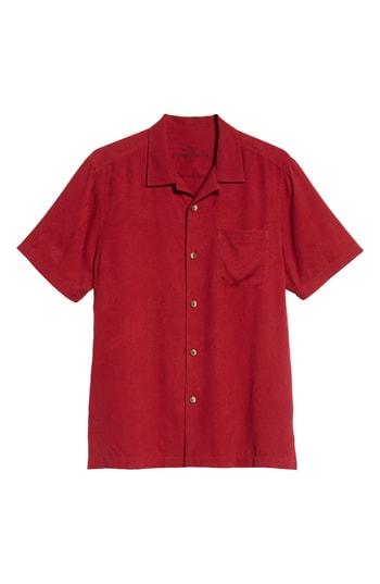 Men's Tommy Bahama St Lucia Fronds Silk Camp Shirt, Size - Red