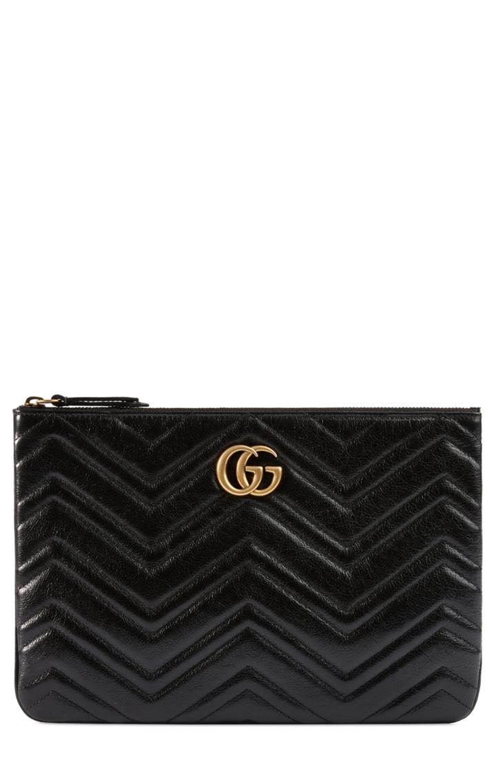 Gucci Gg Marmont 2.0 Matelasse Leather Pouch - Black