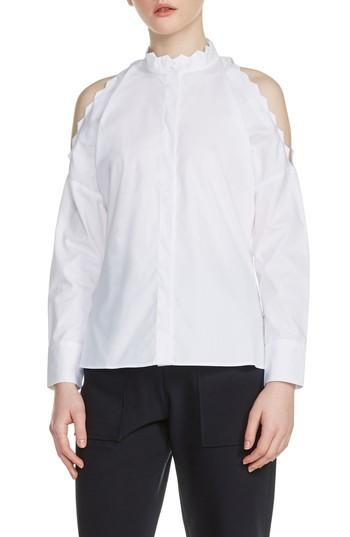 Women's Maje Cold Shoulder Cotton Blouse - White