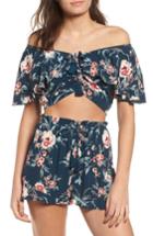 Women's Band Of Gypsies Alma Floral Print Off The Shoulder Top - Blue