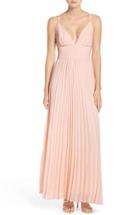 Women's Lulus Plunging V-neck Pleat Georgette Gown - Orange