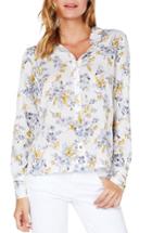 Women's Michael Stars Floral Print Tie Neck Shirt - Yellow