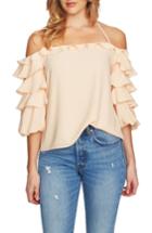 Women's 1.state Tiered Ruffle Sleeve Off The Shoulder Top - Coral