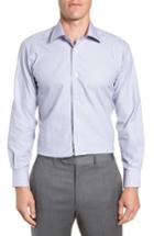 Men's David Donahue Trim Fit Check Dress Shirt - 32/33 - Brown