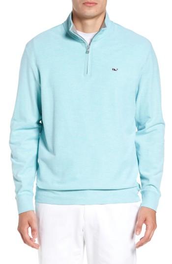 Men's Vineyard Vines Reverse Oxford Quarter Zip Pullover - Green