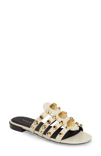 Women's Balenciaga Arena Studded Slip-on Sandal Us / 42eu - White