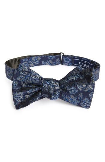 Men's The Tie Bar Intellect Floral Silk Bow Tie, Size - Blue