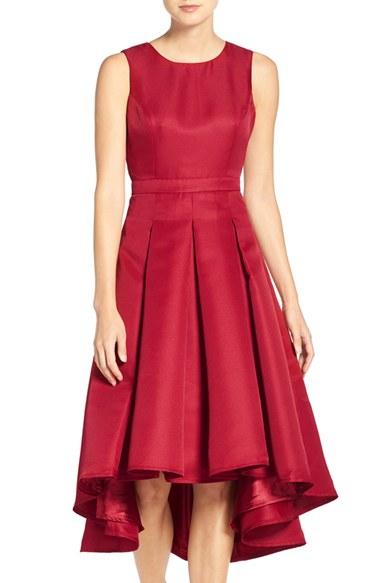 Women's Lulus Cutout Back Tea Length High/low Dress - Burgundy
