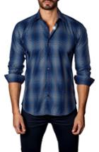 Men's Jared Lang Trim Fit Ombre Plaid Sport Shirt - Blue