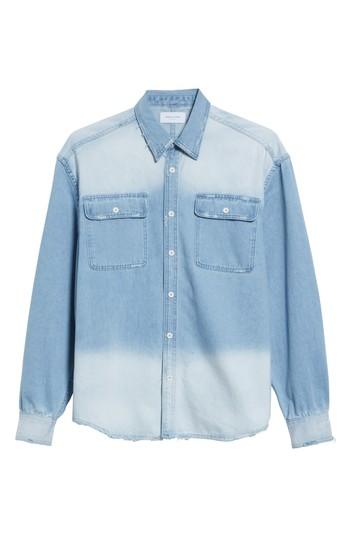 Men's Ovadia & Sons Oversize Distressed Denim Shirt - Blue
