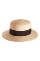 Women's Helen Kaminski Braided Raffia Boater Hat - Brown