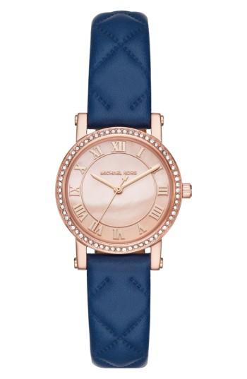 Women's Michael Kors Norie Pave Leather Strap Watch, 28mm