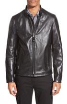 Men's Schott Nyc Cafe Racer Waxy Cowhide Leather Jacket, Size - Black