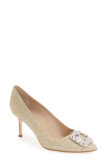 Women's Manolo Blahnik Hangisi Pump .5us / 39.5eu - Metallic