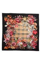 Women's Burberry Floral Scribble Square Silk Scarf, Size - Black