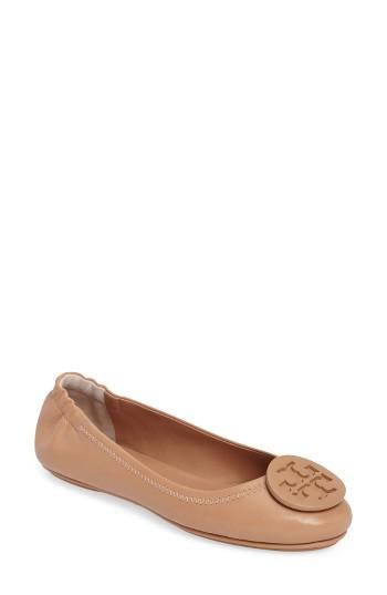 Women's Tory Burch 'minnie' Travel Ballet Flat M - Beige