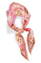 Women's Echo Seaside Floral Diamond Silk Scarf, Size - Coral