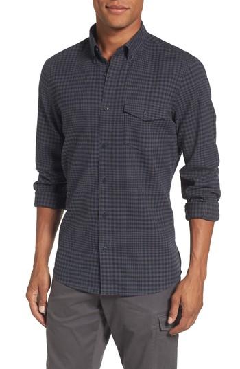 Men's Nordstrom Men's Shop Slim Fit Washed Glen Plaid Sport Shirt - Grey