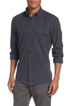 Men's Nordstrom Men's Shop Slim Fit Washed Glen Plaid Sport Shirt - Grey