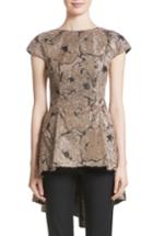 Women's Lela Rose Metallic Jacquard Peplum Top