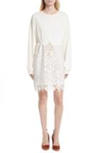 Women's See By Chloe Lace Skirt Sweatshirt Dress - White