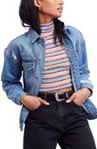 Women's We The Free By Free People Studded Trucker Denim Jacket - Blue