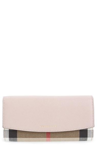 Women's Burberry 'porter - Check' Continental Wallet - Purple